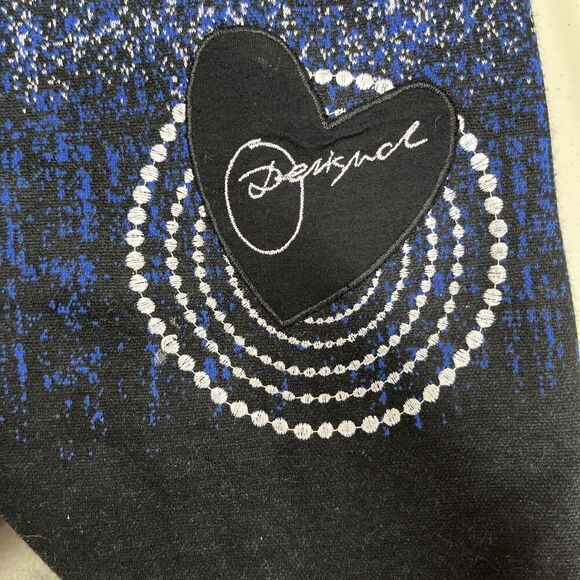 Desigual Sheath Dress Sz Large Ombré Colorblock Knit Appliqué Heart  Logo Artsy - Picture 5 of 14